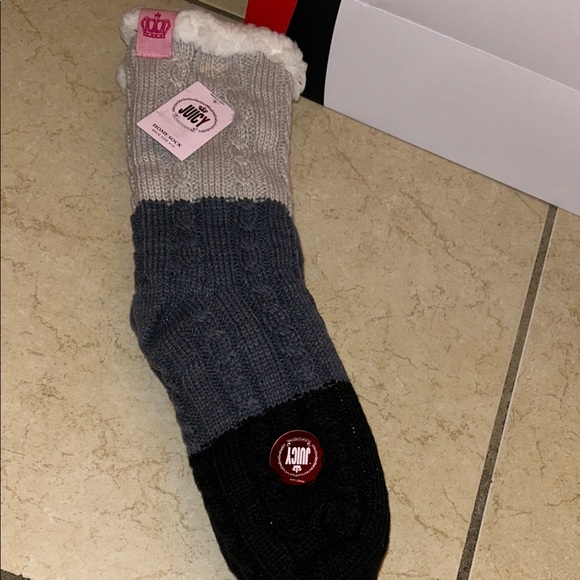 Juicy Couture Accessories - Juicy Couture Black and Gray Fleece-Lined Socks